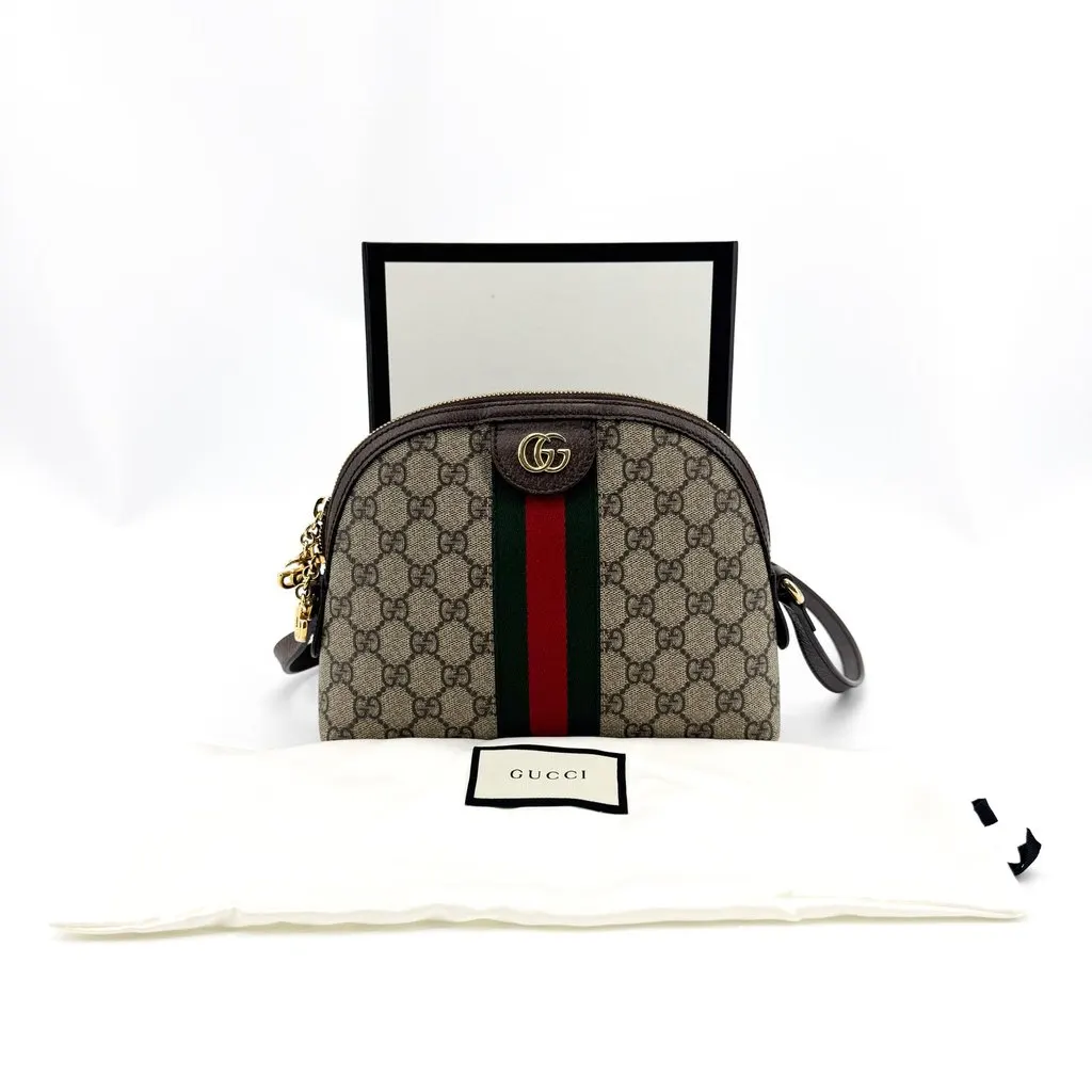 Gucci Ophidia GG Small Shoulder Bag Brown Beige Canvas Good - Back View