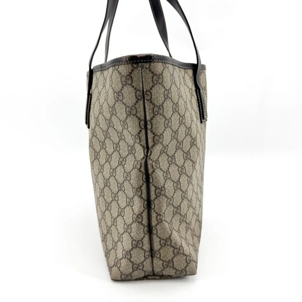 Gucci GG Supreme Medium Tote Bag Brown Black Beige Canvas Good - Box View