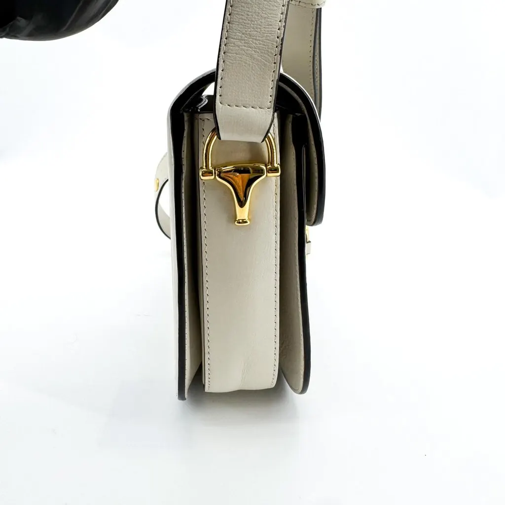 Gucci Horsebit 1955 Small Shoulder Bag GG Supreme White Beige Canvas Good - Box View