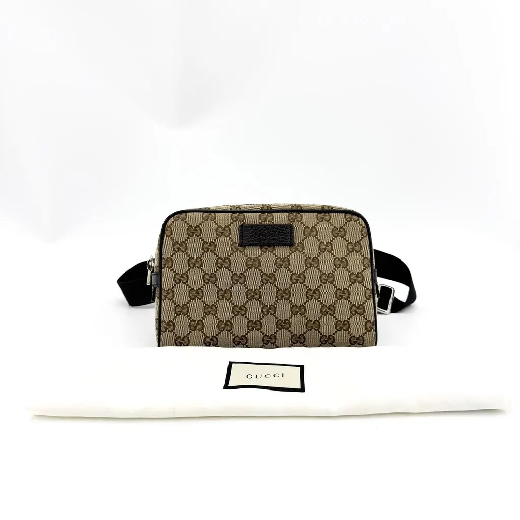 Gucci GG Canvas Crossbody Bag Beige Brown Beige Canvas Very good - Back View
