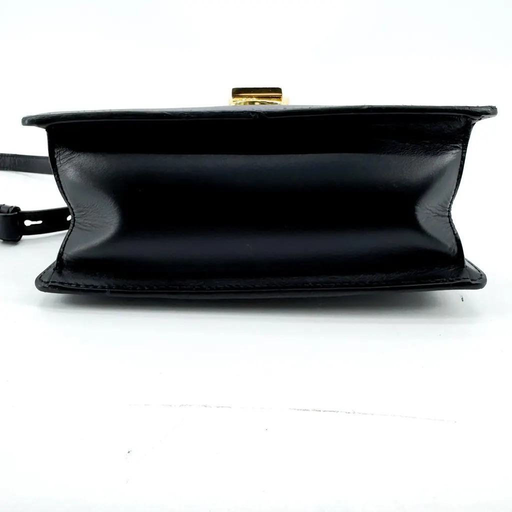 Gucci Sylvie Mini Top Handle Shoulder Bag Black Gold Black Leather Fair - Box View