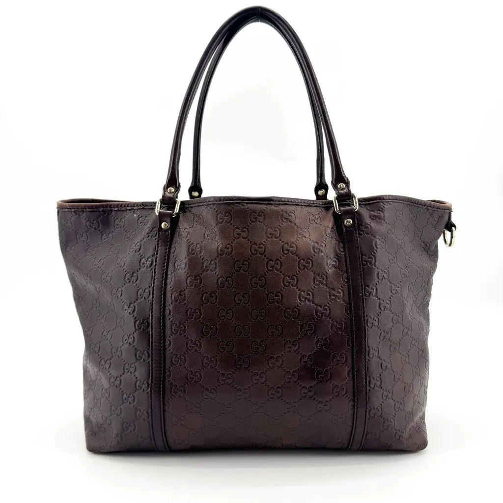 Gucci Guccissima Leather Joy Tote Bag Dark Brown Brown Leather Good - Back View