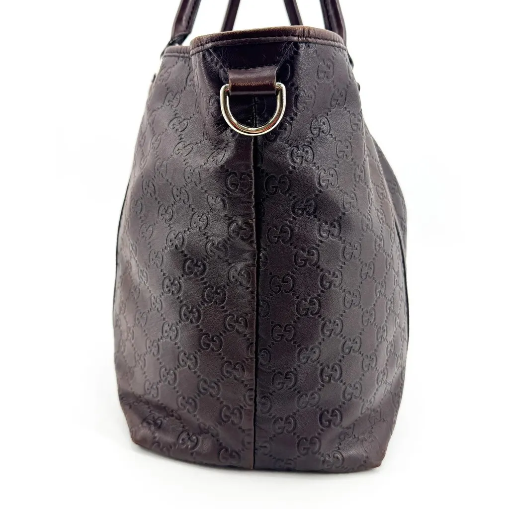 Gucci Guccissima Leather Joy Tote Bag Dark Brown Brown Leather Good - Model View