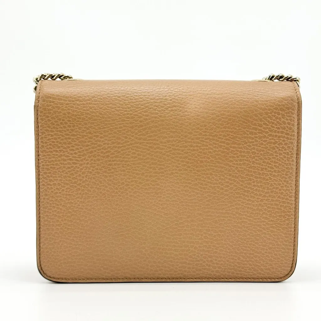 Gucci Interlocking G Chain Shoulder Bag Small Camel Beige Leather Good - Back View