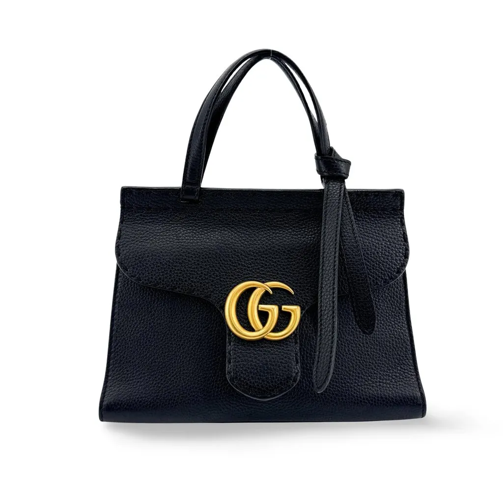 Gucci GG Marmont Mini Top Handle Bag Black Gold