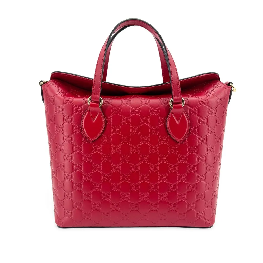 Gucci Microguccissima Top Handle Tote Bag Red Red Leather Very good - Front View