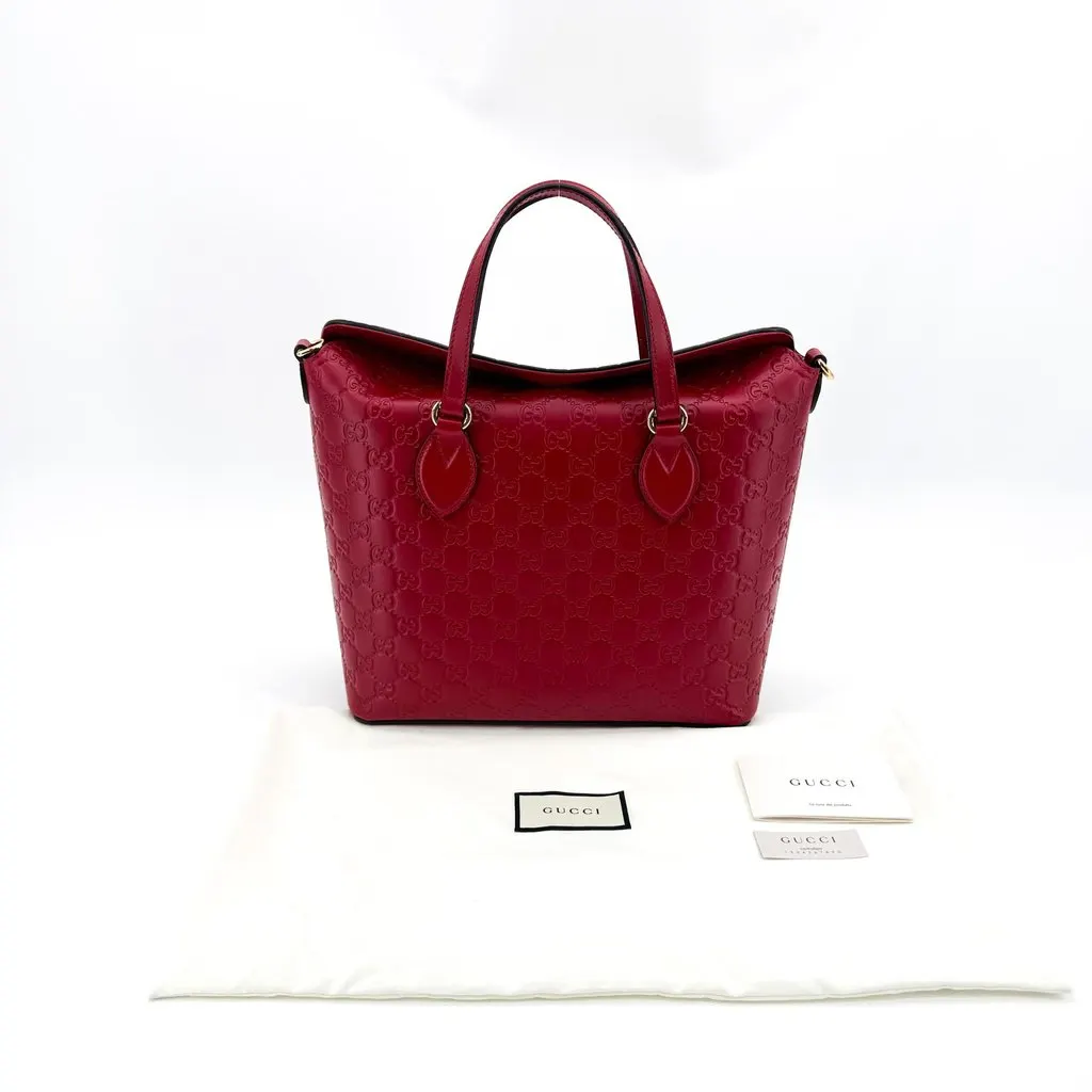 Gucci Microguccissima Top Handle Tote Bag Red Red Leather Very good - Back View