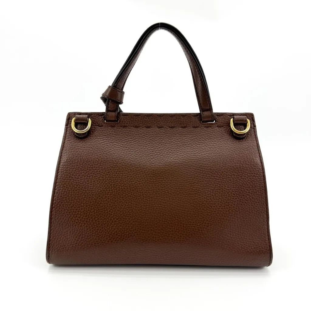 Gucci GG Marmont Mini Top Handle Bag Brown Brown Leather Good - Back View