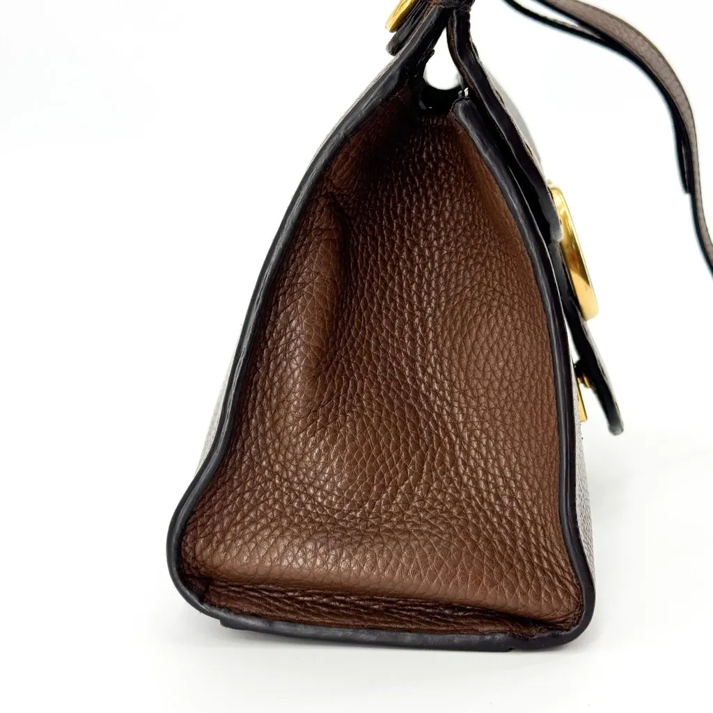 Gucci GG Marmont Mini Top Handle Bag Brown Brown Leather Good - Model View