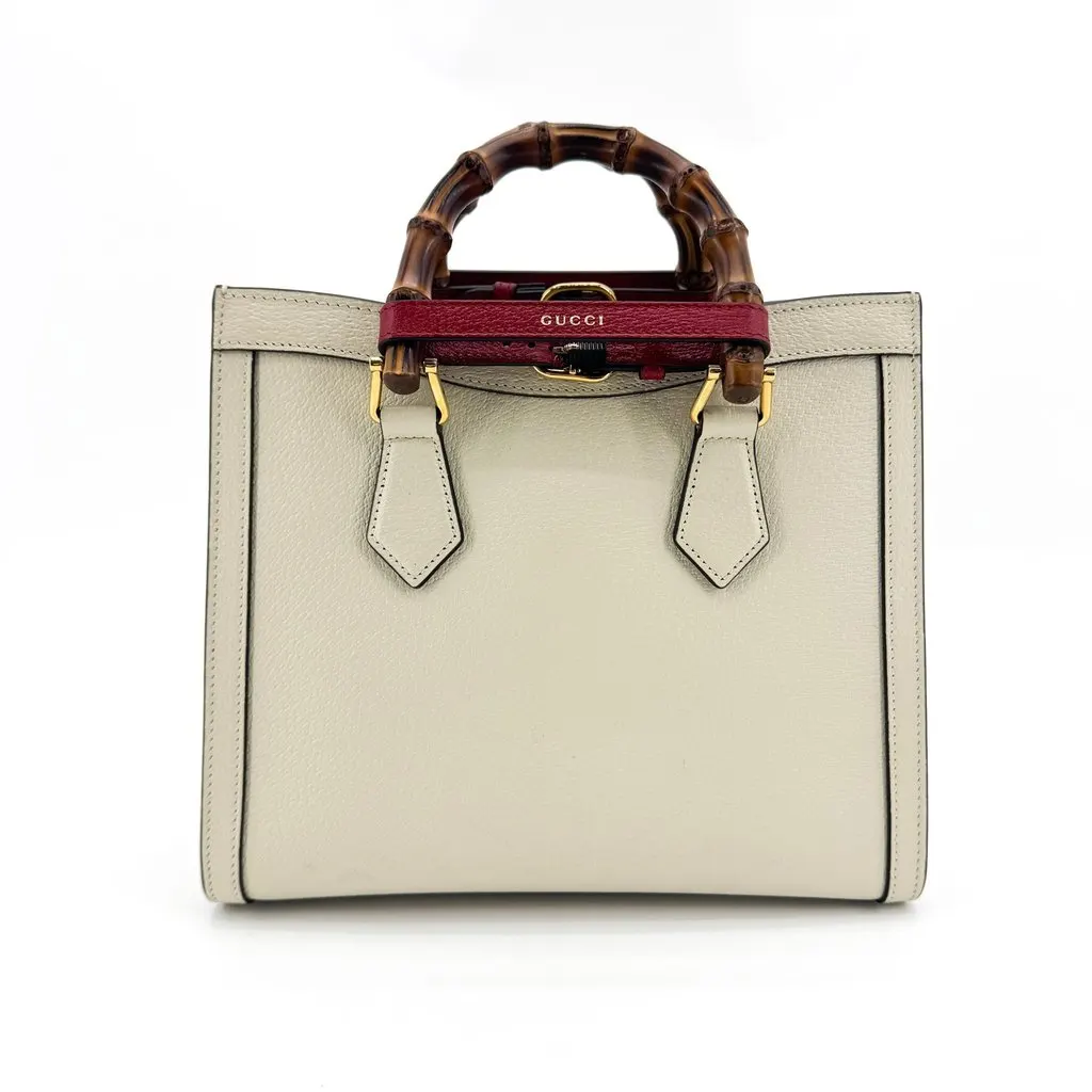 Gucci Diana Small Tote Bag White Brown Leather Good - Inside View