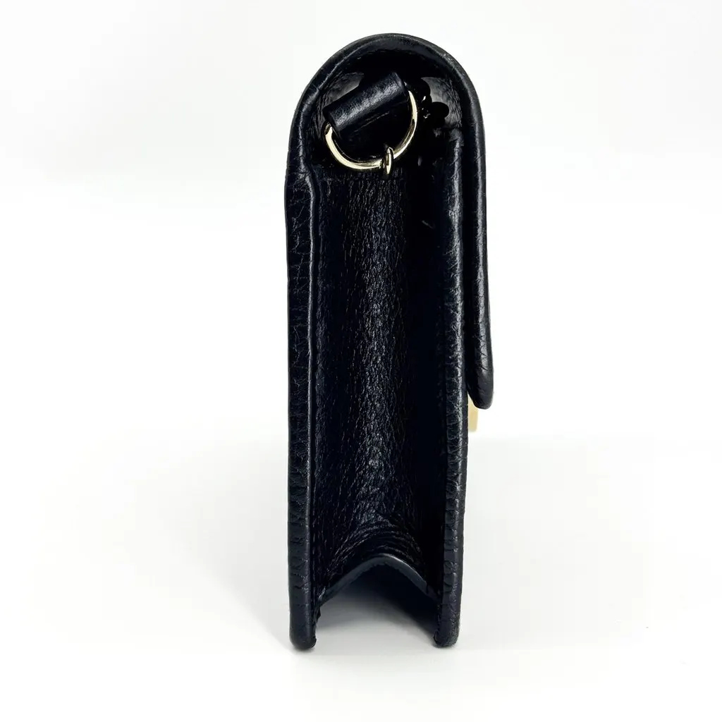 Gucci Interlocking G Dollar Calf Chain Shoulder Bag Black Black Leather Good - Model View