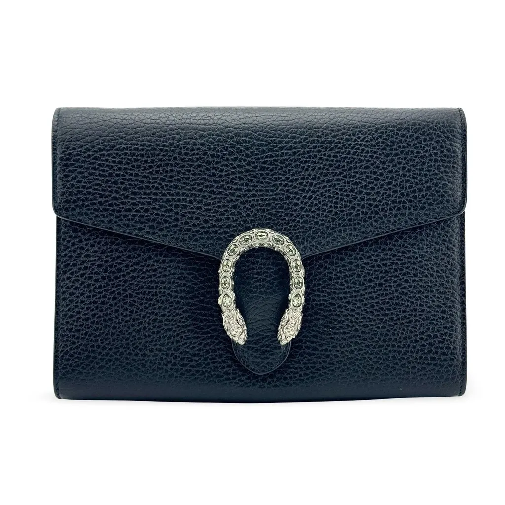 Gucci Dionysus Leather Super Mini Bag Black Black Leather Very good - Front View