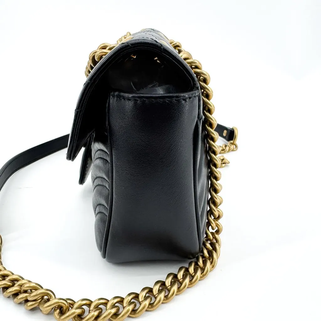 Gucci GG Marmont Mini Matelasse Shoulder Bag Black Black Leather Good - Inside View