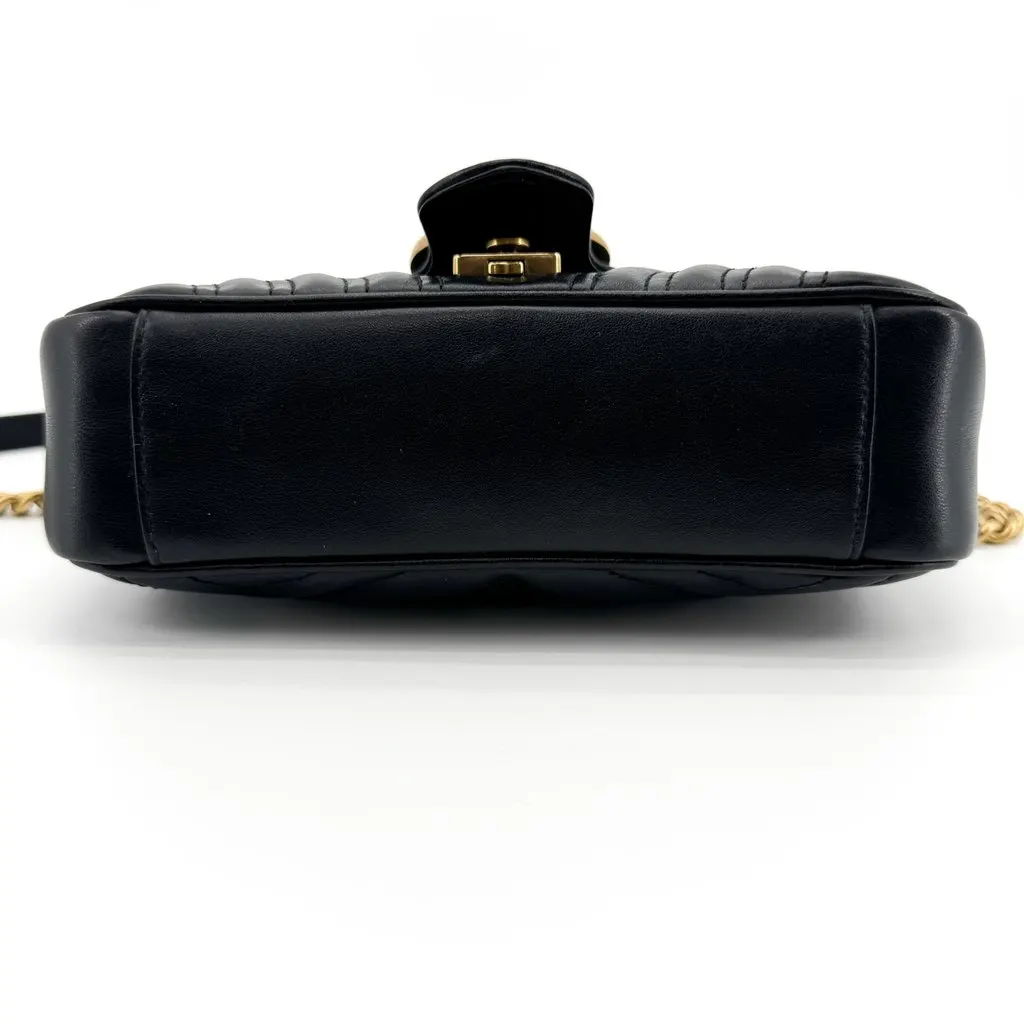 Gucci GG Marmont Mini Matelasse Shoulder Bag Black Black Leather Good - Box View