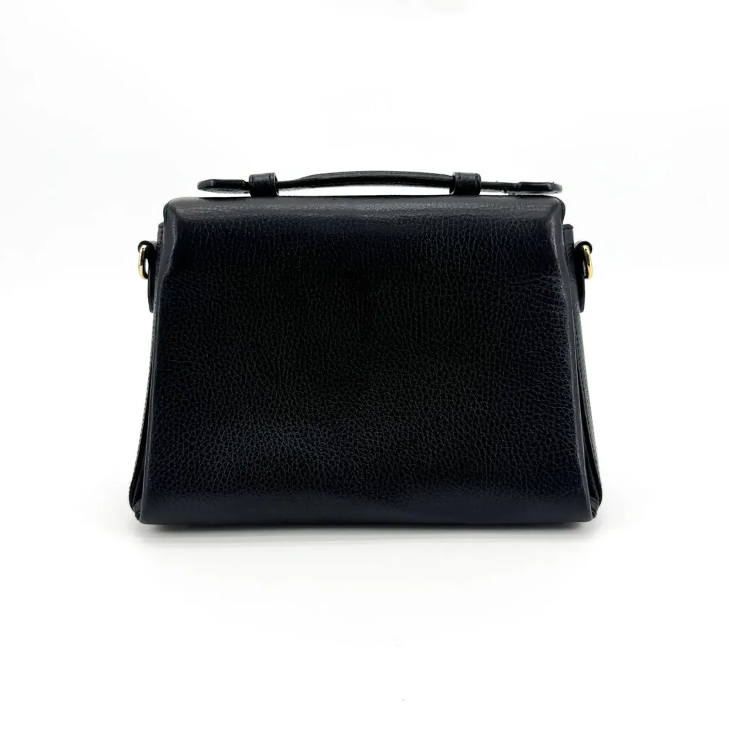 Gucci Interlocking G Small Top Handle Shoulder Bag Black Gold Black Leather Good - Inside View