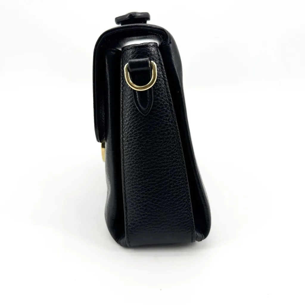 Gucci Interlocking G Small Top Handle Shoulder Bag Black Gold Black Leather Good - Model View