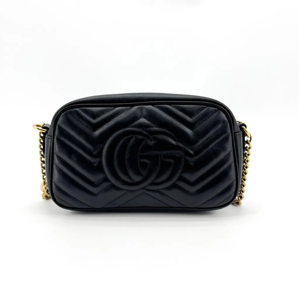 Gucci GG Marmont Matelasse Mini Shoulder Bag Black Black Leather Fair - Inside View