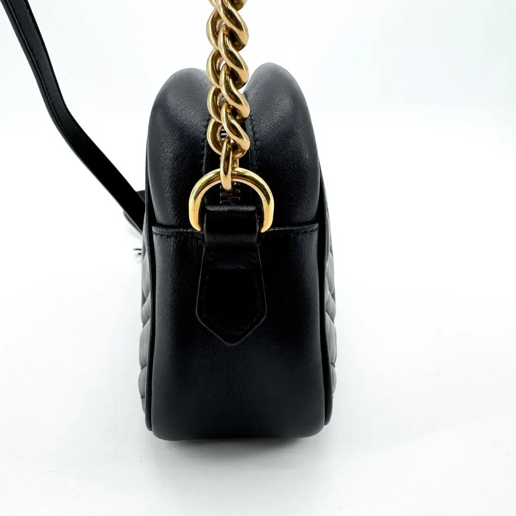 Gucci GG Marmont Matelasse Mini Shoulder Bag Black Black Leather Good - Inside View