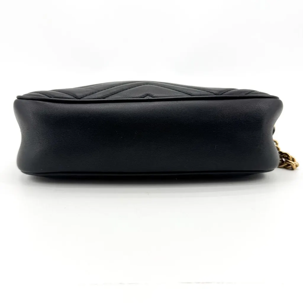 Gucci GG Marmont Matelasse Mini Shoulder Bag Black Black Leather Good - Box View