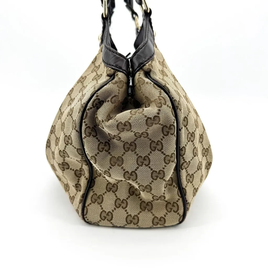 Gucci GG Canvas Sukey Medium Tote Bag Black Beige Canvas Good - Inside View