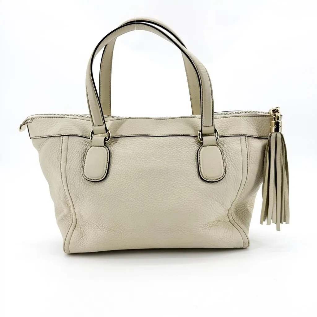 Gucci Soho Leather Tote Bag Ivory Beige Leather Good - Inside View