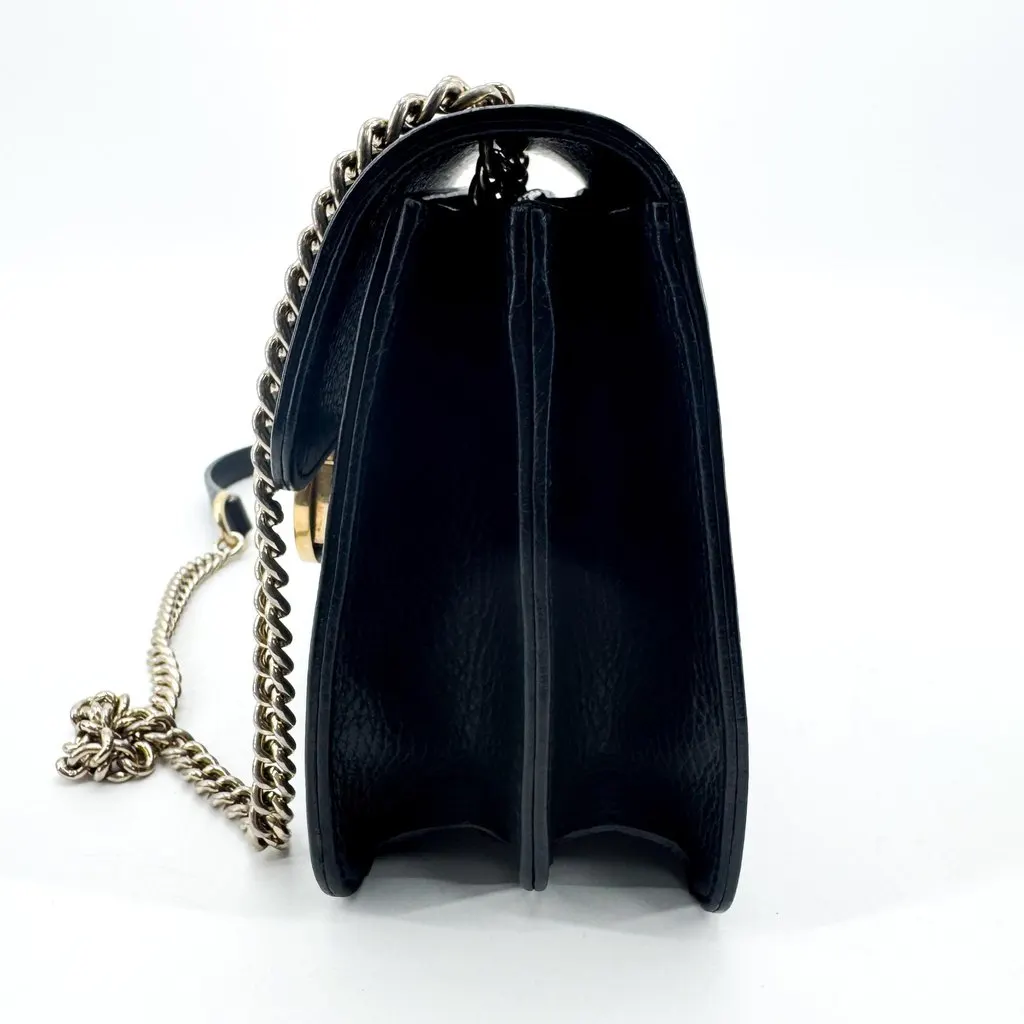 Gucci Interlocking G Chain Shoulder Bag Small Black Black Leather Good - Inside View