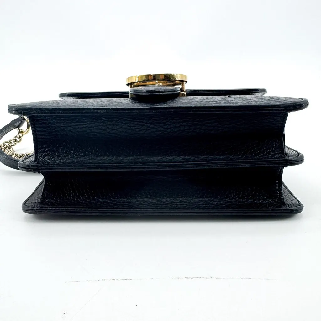Gucci Interlocking G Chain Shoulder Bag Small Black Black Leather Good - Box View
