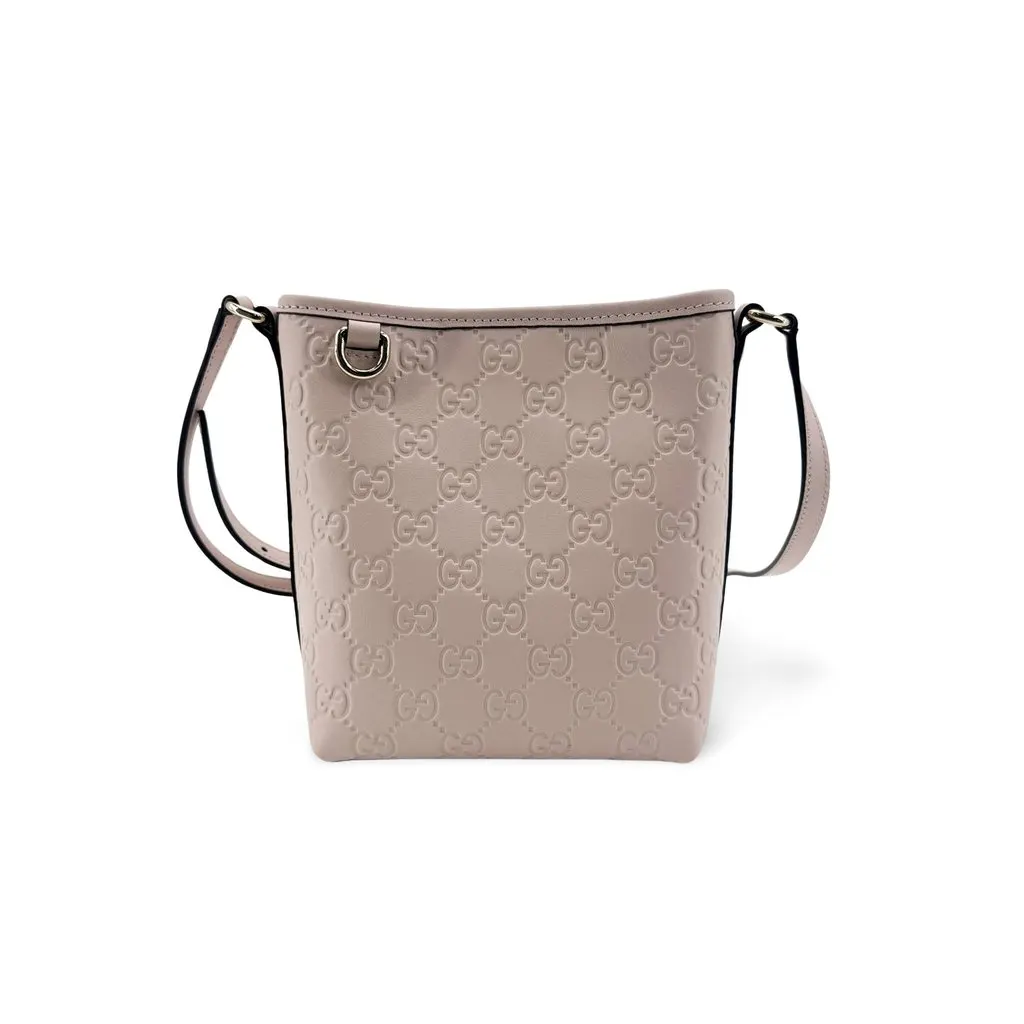 Gucci Signature Leather Mini Shoulder Bag Rose Beige Beige Leather Very good - Front View