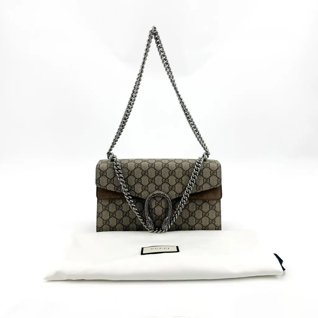 Gucci Dionysus GG Supreme Small Shoulder Bag Brown Beige Canvas Very good - Back View