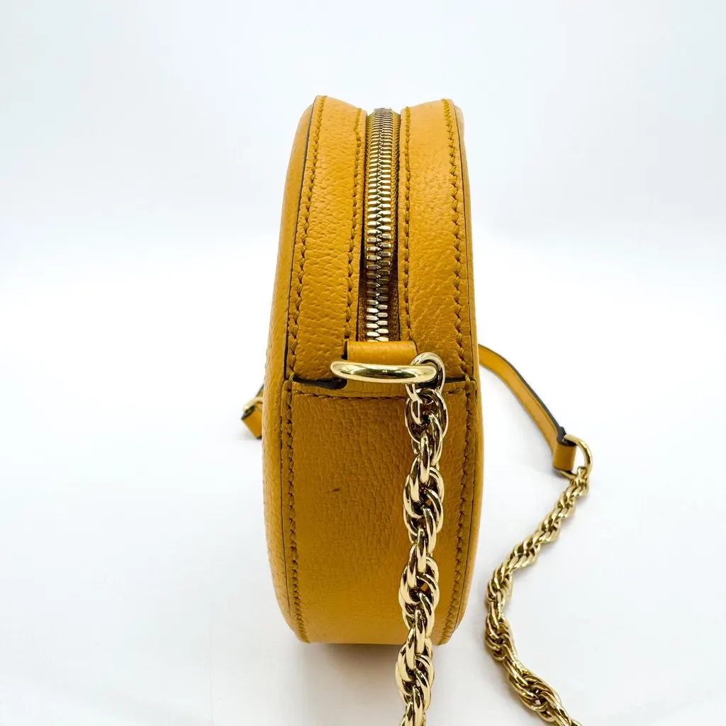 Gucci Ophidia GG Flora Round Shoulder Bag Yellow Beige Canvas Good - Model View