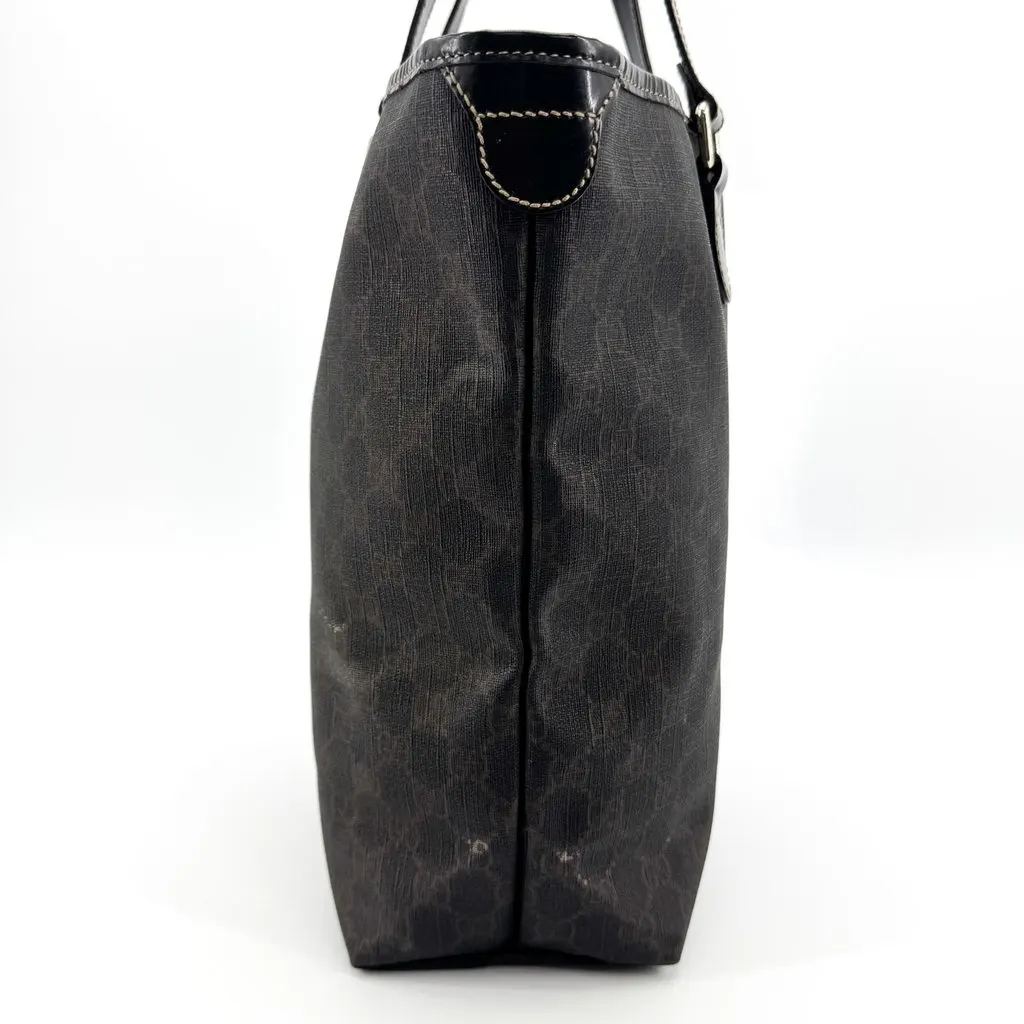 Gucci GG Crystal Shoulder Tote Bag Dark Brown Black Canvas Good - Box View