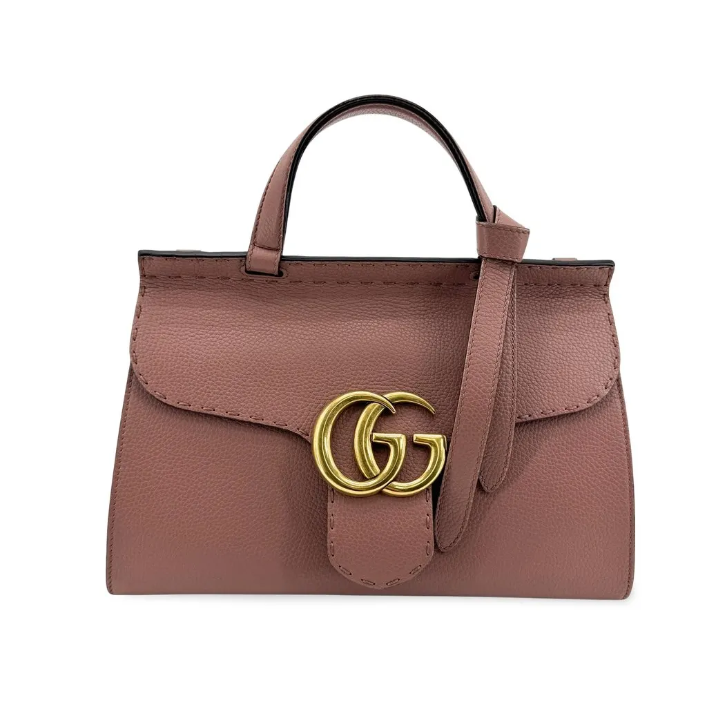 Gucci GG Marmont Mini Top Handle Bag Dusty Pink Pink Leather Very good - Front View