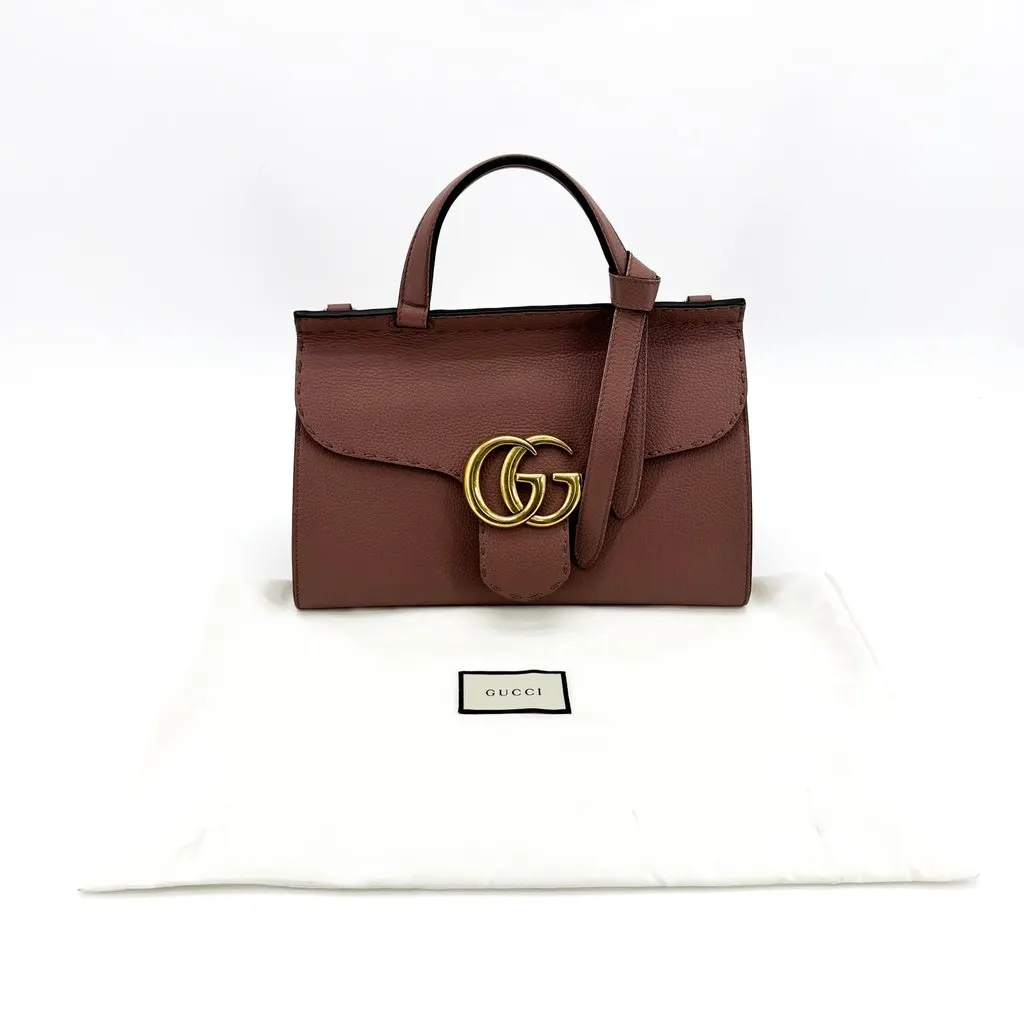 Gucci GG Marmont Mini Top Handle Bag Dusty Pink Pink Leather Very good - Back View
