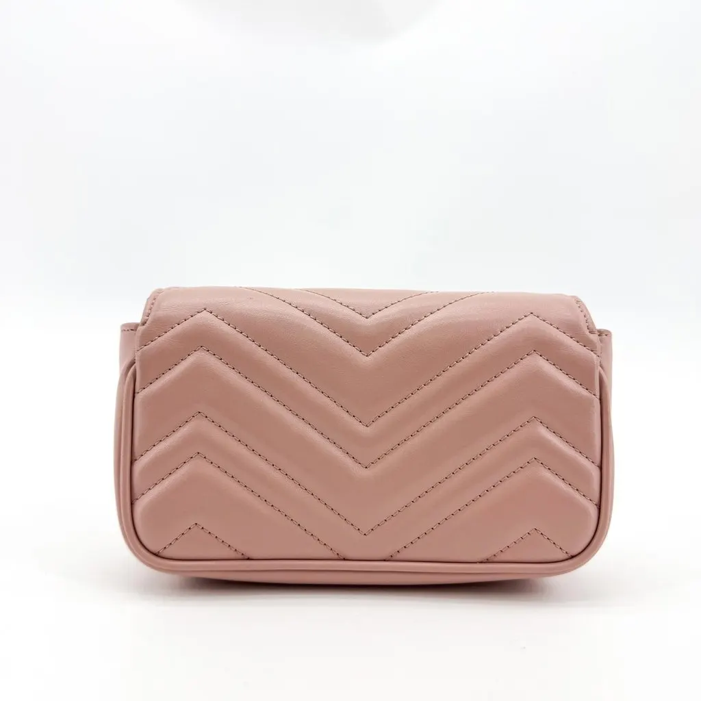 Gucci GG Marmont Super Mini Matelasse Shoulder Bag Pink Pink Leather Very good - Inside View