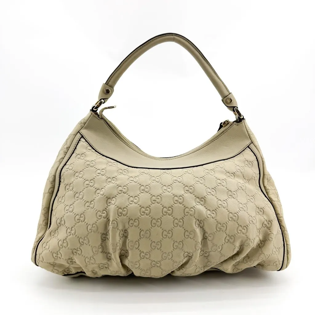 Gucci Guccissima Abbey D-Ring Hobo Bag Beige Beige Leather Good - Inside View