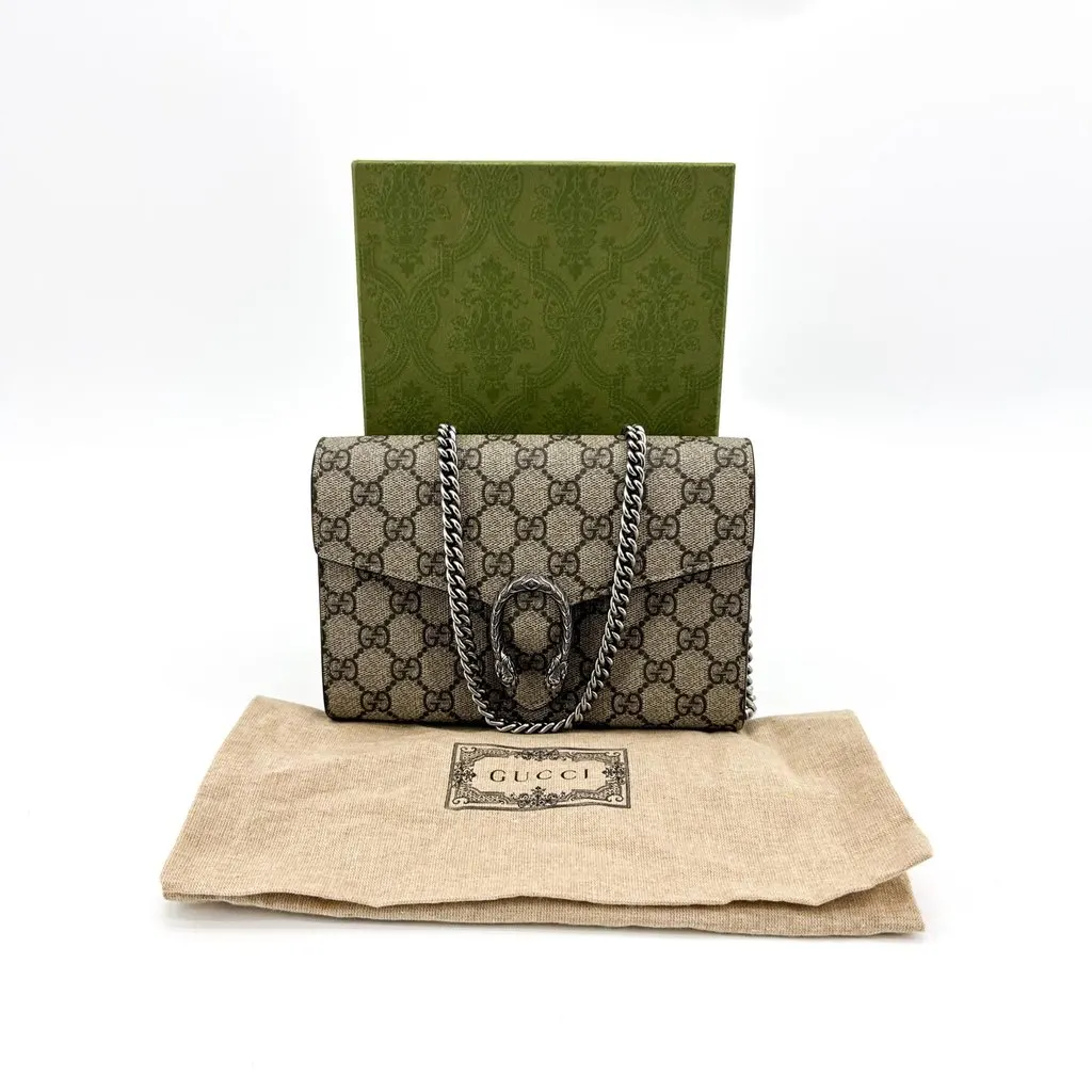 Gucci Dionysus GG Supreme Super Mini Bag Beige Ebony Beige Canvas Very good - Back View