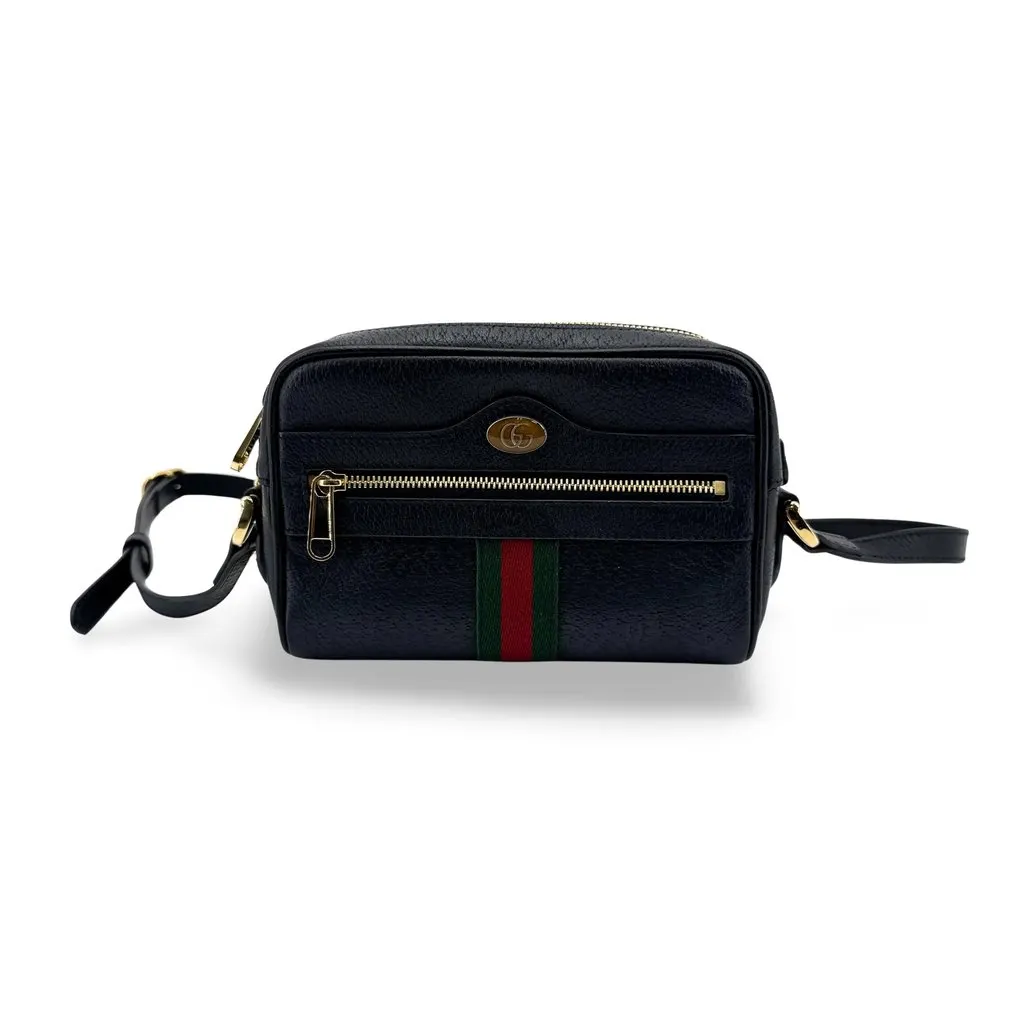 Gucci Ophidia Leather Mini Shoulder Bag Black Black Leather Very good - Front View