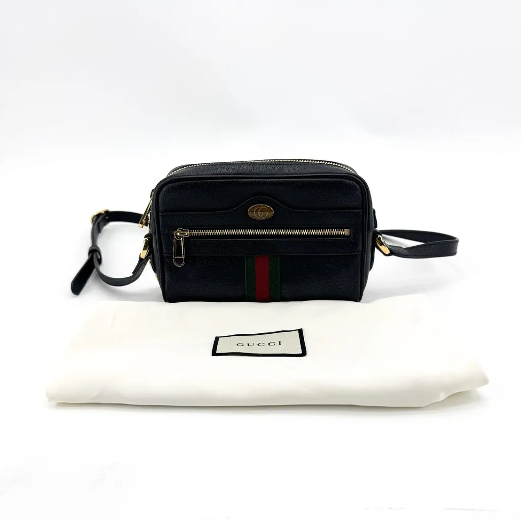 Gucci Ophidia Leather Mini Shoulder Bag Black Black Leather Very good - Back View