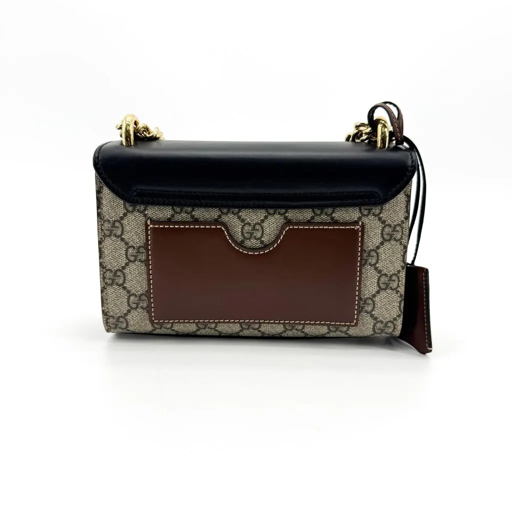 Gucci Padlock GG Small Shoulder Bag Black Beige Canvas Very good - Back View