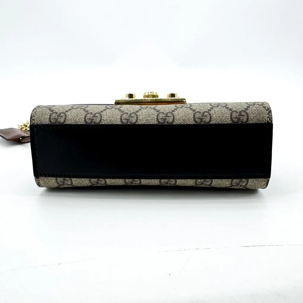 Gucci Padlock GG Small Shoulder Bag Black Beige Canvas Very good - Box View