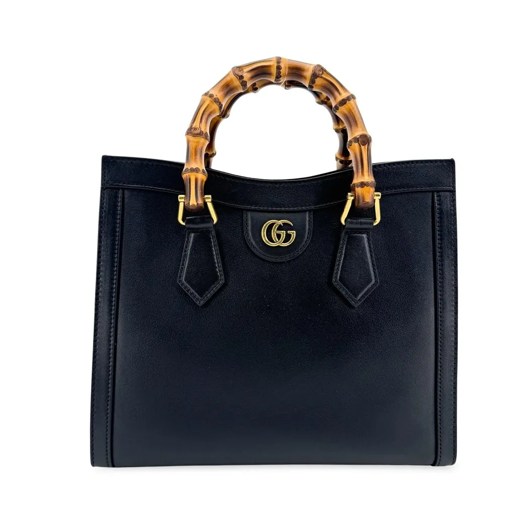 Gucci Diana Small Tote Bag Black Black Leather Very good - Front View