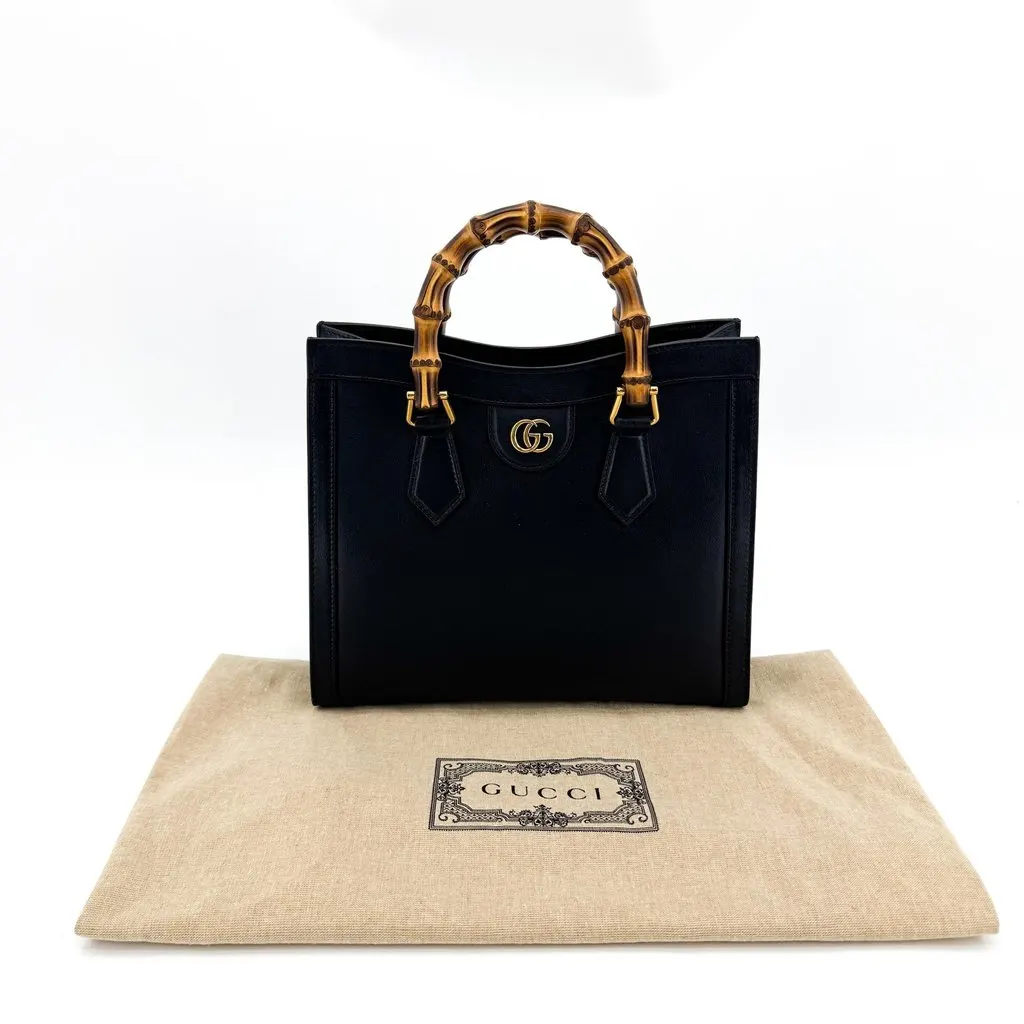 Gucci Diana Small Tote Bag Black Black Leather Very good - Back View
