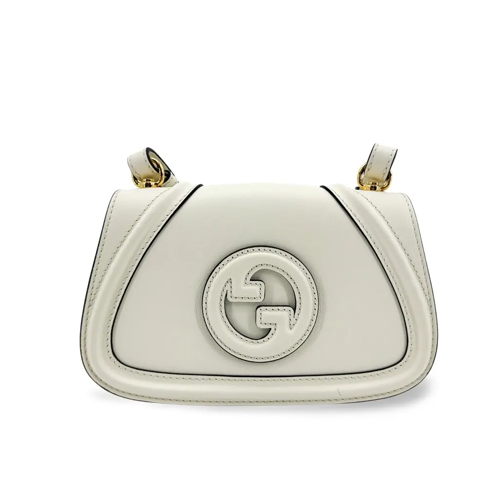 Gucci Blondie Mini Shoulder Bag White White Leather Very good - Front View