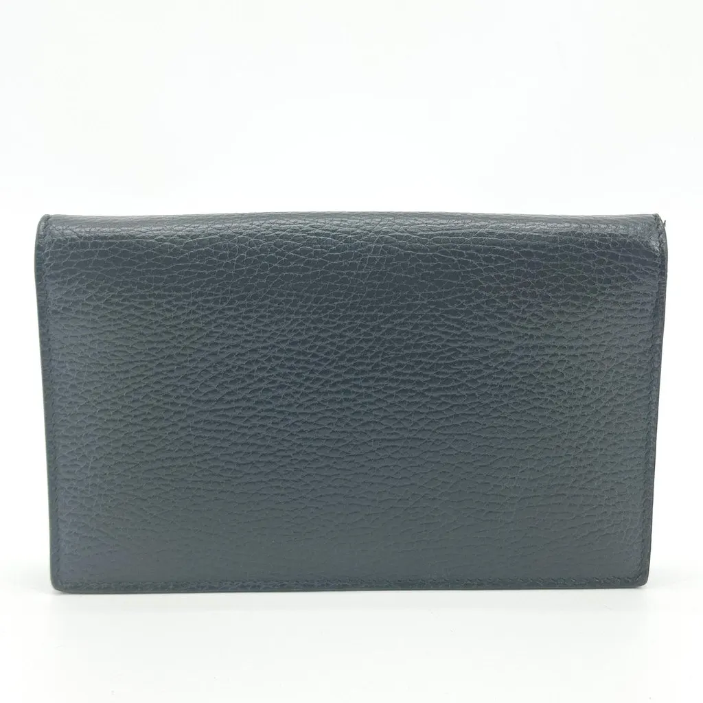 Gucci Interlocking G Dollar Calf Card Case Black Black Leather Good - Back View