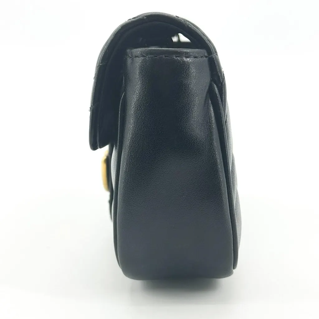 Gucci GG Marmont Matelasse Belt Bag Black Gold Black Leather Good - Inside View