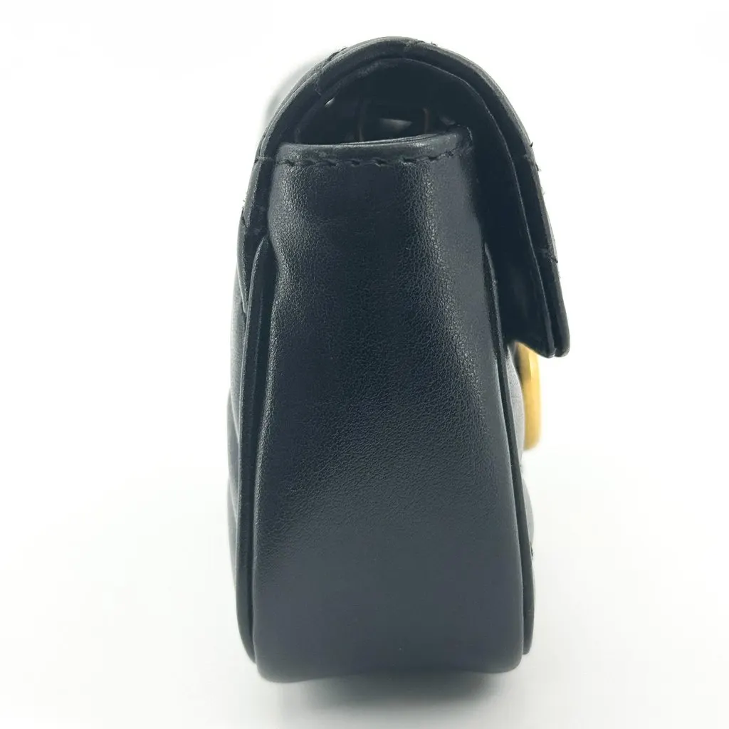 Gucci GG Marmont Matelasse Belt Bag Black Gold Black Leather Good - Model View