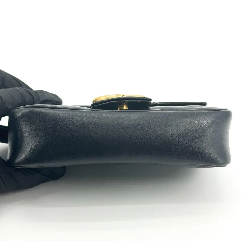 Gucci GG Marmont Matelasse Belt Bag Black Gold Black Leather Good - Box View