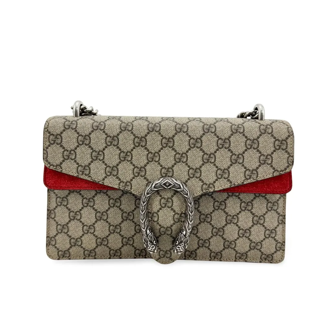Gucci Dionysus Small GG Shoulder Bag Beige Red Beige Canvas Very good - Front View