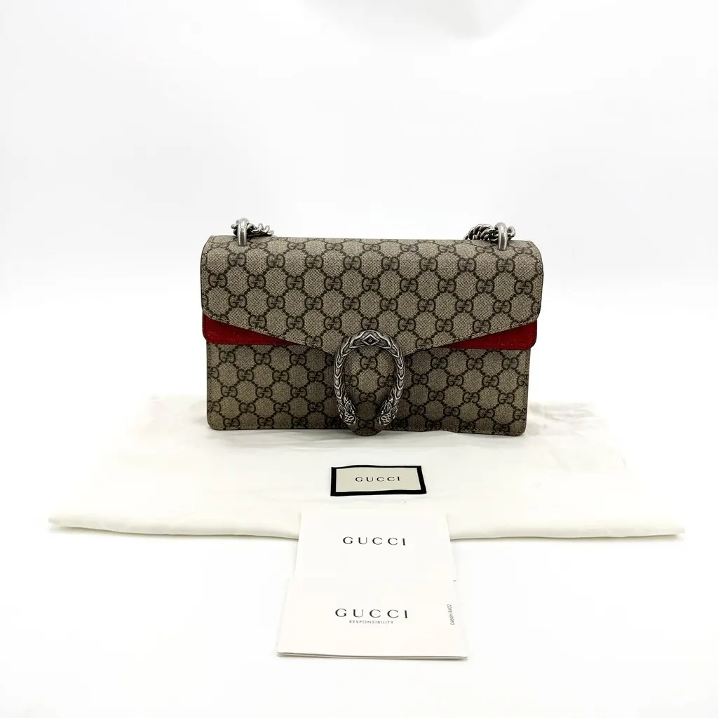 Gucci Dionysus Small GG Shoulder Bag Beige Red Beige Canvas Very good - Back View