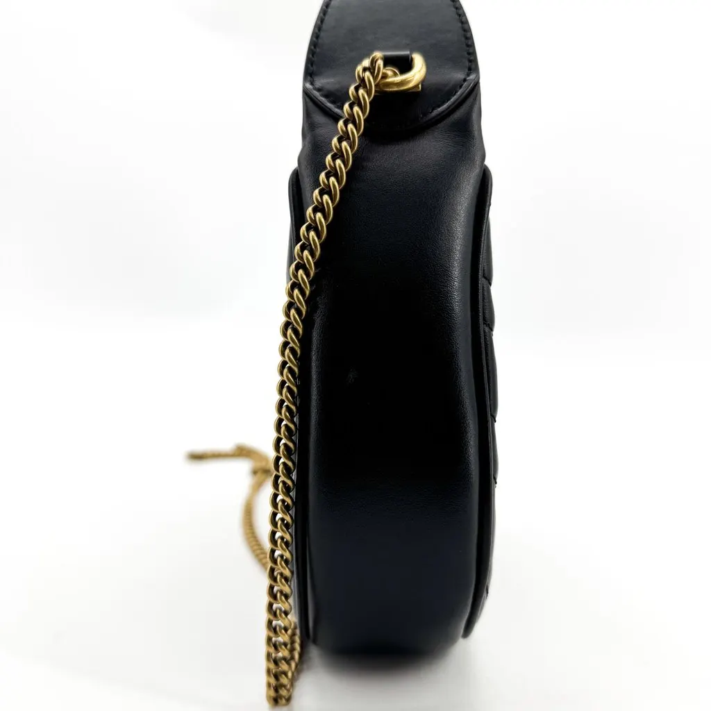 Gucci GG Marmont Half-Moon Shaped Mini Bag Black Black Leather Good - Model View